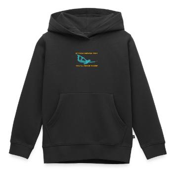 If you never try - you'll never know Lifestyle - Kinder Premium Organic Hoodie - Schwarz - Vorne - AI Model Kid Male (0cm)