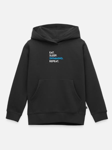 eat sleep swimming repeat - Kinder Premium Organic Hoodie - Schwarz