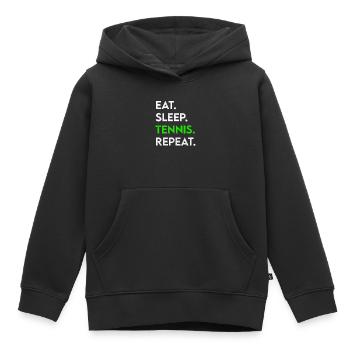 manger du sommeil tennis répéter - Sweat Premium à capuche enfant bio - noir - Devant - AI Model Kid Male (0cm)