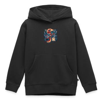 Cyborg Dragon Cyber-Punk Japonais Cyber-Esthétique - Sweat Premium à capuche enfant bio - noir - Devant - AI Model Kid Male (0cm)