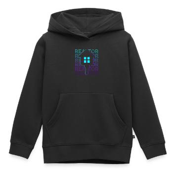 Courtier Agent immobilier Courtier Retro - Sweat Premium à capuche enfant bio - noir - Devant - AI Model Kid Male (0cm)