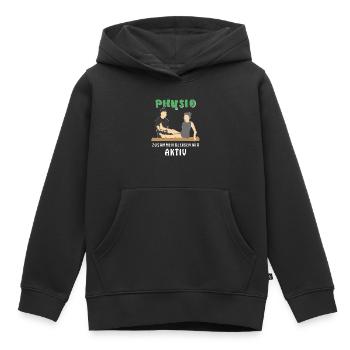 PHYSIO ZUSAMMEN BLEIBEN WIR AKTIV - Kinder Premium Organic Hoodie - Schwarz - Vorne - AI Model Kid Male (0cm)