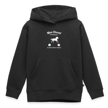 Mon Cheval M'appelle Il Faut Que J'y Aille - Sweat Premium à capuche enfant bio - noir - Devant - AI Model Kid Male (0cm)