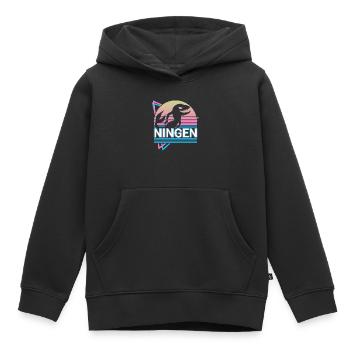 Ningen Cryptozoologie Rétro - Sweat Premium à capuche enfant bio - noir - Devant - AI Model Kid Male (0cm)
