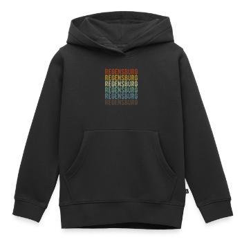 Regensburg City Retro Vintage - Sweat Premium à capuche enfant bio - noir - Devant - AI Model Kid Male (0cm)