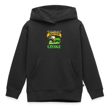 Le Tracteur De Mon Garçon Idée Cadeau Engin - Sweat Premium à capuche enfant bio - noir - Devant - AI Model Kid Male (0cm)