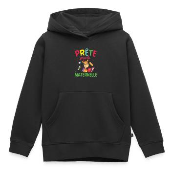 Prête Pour La Maternelle rentrée scolaire girafe - Sweat Premium à capuche enfant bio - noir - Devant - AI Model Kid Male (0cm)