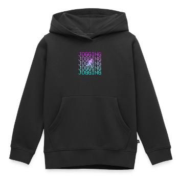 Faire du jogging - Sweat Premium à capuche enfant bio - noir - Devant - AI Model Kid Male (0cm)