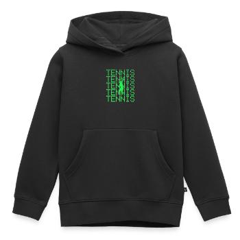 Tennis - Sweat Premium à capuche enfant bio - noir - Devant - AI Model Kid Male (0cm)