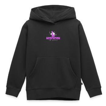 Méditation - Sweat Premium à capuche enfant bio - noir - Devant - AI Model Kid Male (0cm)