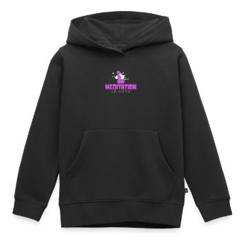 Dicton de méditation - Sweat Premium à capuche enfant bio - noir - Devant - AI Model Kid Male (0cm)