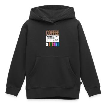 COFFEE & TECHNO Awesome Retro Music Techno - Kinder Premium Organic Hoodie - Schwarz - Vorne - AI Model Kid Male (0cm)