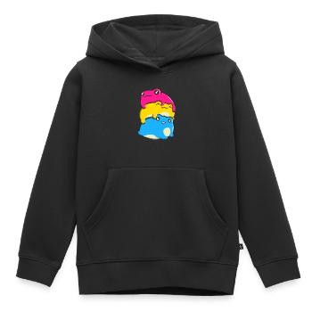 Pansexueller Stolz Kawaii Frosch Haufen Pansexuell - Kinder Premium Organic Hoodie - Schwarz - Vorne - AI Model Kid Male (0cm)