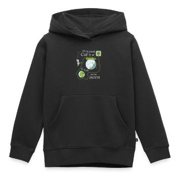 Voiture électrique sur la lune - Sweat Premium à capuche enfant bio - noir - Devant - AI Model Kid Male (0cm)