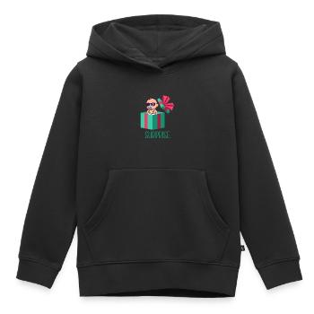 Surprise Idée Cadeau Annoncement de Grossesse - Sweat Premium à capuche enfant bio - noir - Devant - AI Model Kid Male (0cm)