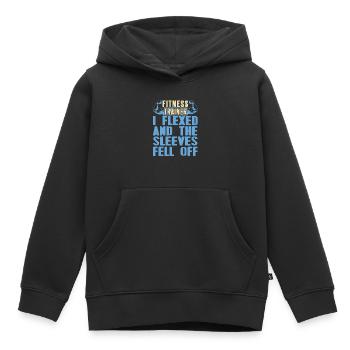 Flexed & The Sleeves Fell Off Funny Fitness - Kinder Premium Organic Hoodie - Schwarz - Vorne - AI Model Kid Male (0cm)