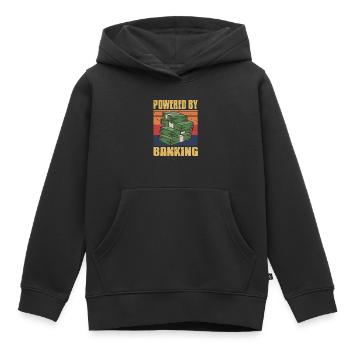 Powered By Banking Cool Retro Vintage Banker - Kinder Premium Organic Hoodie - Schwarz - Vorne - AI Model Kid Male (0cm)