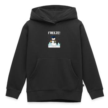 Policier Bonhomme de neige Police Navidad Policier Noël - Sweat Premium à capuche enfant bio - noir - Devant - AI Model Kid Male (0cm)