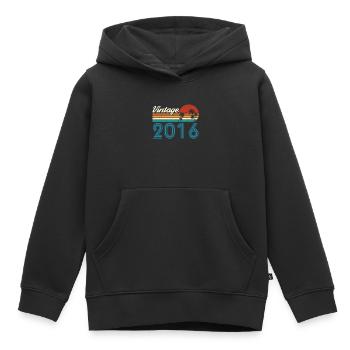 Vintage 2016 Vintage Geburtstag Retro Vintage - Kinder Premium Organic Hoodie - Schwarz - Vorne - AI Model Kid Male (0cm)
