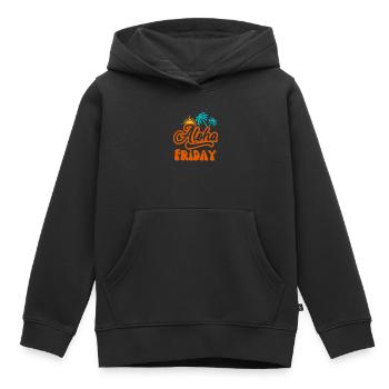 Aloha Vendredi J’adore vendredi vendredi week-end - Sweat Premium à capuche enfant bio - noir - Devant - AI Model Kid Male (0cm)