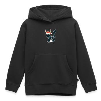 Renne Chat Noir Lumières De Noël Drôle - Sweat Premium à capuche enfant bio - noir - Devant - AI Model Kid Male (0cm)