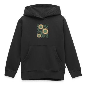 Baroque Esthétique Tournesol Motif Dark Academia - Sweat Premium à capuche enfant bio - noir - Devant - AI Model Kid Male (0cm)