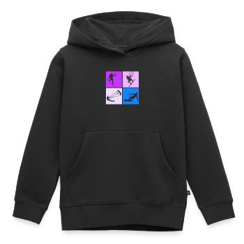 Kite Surfing, Kite Board, Lifestyle Vintage Design - Kids Premium Organic Hoodie - black - Front - AI Model Kid Male (0cm)