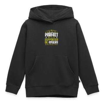 je ne suis pas parfait, supporteur de Angers .SCO - Sweat Premium à capuche enfant bio - noir - Devant - AI Model Kid Male (0cm)