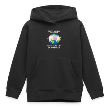 RETTET DIE ERDE ES IST DER EINZIGE PLANET MIT - Kinder Premium Organic Hoodie - Schwarz - Vorne - AI Model Kid Male (0cm)