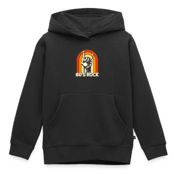 Vintage Retro 80s Rock Pommesgabel - Kinder Premium Organic Hoodie - Schwarz - Vorne - AI Model Kid Male (0cm)