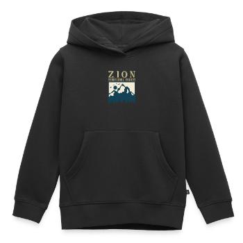 Parc national de Zion Utah Randonnée Camping en plein air - Sweat Premium à capuche enfant bio - noir - Devant - AI Model Kid Male (0cm)