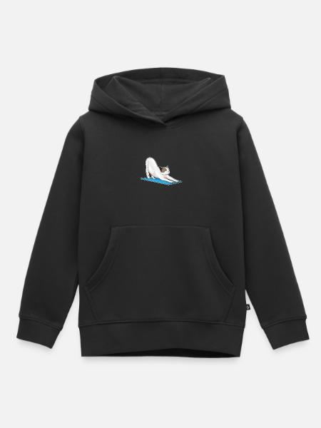 Méditation de fitness yoga pour chats - Sweat Premium à capuche enfant bio - noir