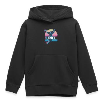 Uriel Archange Rétro - Sweat Premium à capuche enfant bio - noir - Devant - AI Model Kid Male (0cm)