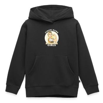 STRONG MAMA RAISING STRONG GIRLS - Kids Premium Organic Hoodie - black - Front - AI Model Kid Male (0cm)