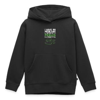 J’ai des problèmes mais avec mes cornichons - Sweat Premium à capuche enfant bio - noir - Devant - AI Model Kid Male (0cm)