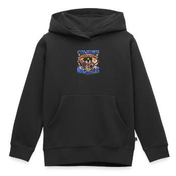 Les flics parce que les pompiers ont aussi besoin de héros - Sweat Premium à capuche enfant bio - noir - Devant - AI Model Kid Male (0cm)