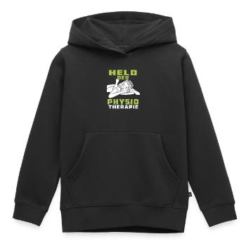 HELD DER PHYSIOTHERAPIE - Kinder Premium Organic Hoodie - Schwarz - Vorne - AI Model Kid Male (0cm)