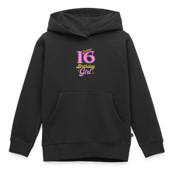 Fille du 16e anniversaire - Sweat Premium à capuche enfant bio - noir - Devant - AI Model Kid Male (0cm)