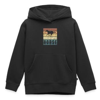 Reitsport Reiten Dressur Pferderasse Crunge Stall - Kinder Premium Organic Hoodie - Schwarz - Vorne - AI Model Kid Male (0cm)