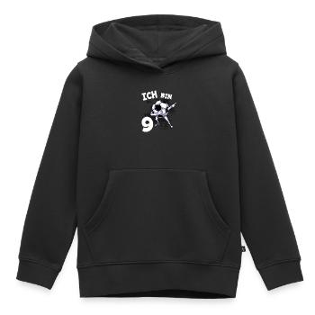 Ich bin 9 Jahre Fußball 9. Geburtstag - Kinder Premium Organic Hoodie - Schwarz - Vorne - AI Model Kid Male (0cm)