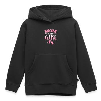 Mama sagt, Mädchen Geschlecht enthüllt neugeborenes Mädchen Baby - Kinder Premium Organic Hoodie - Schwarz - Vorne - AI Model Kid Male (0cm)