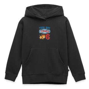 Carousel Birthday Party Lion Ce garçon a eu 6 ans - Sweat Premium à capuche enfant bio - noir - Devant - AI Model Kid Male (0cm)