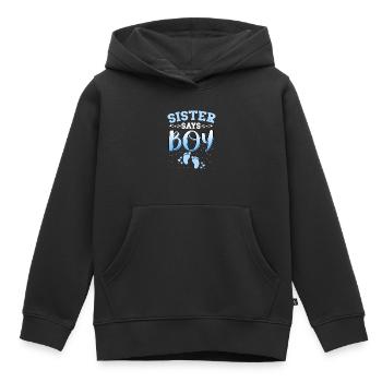 Schwester sagt, Mädchen Geschlecht enthüllt neugeborenes Mädchen Baby - Kinder Premium Organic Hoodie - Schwarz - Vorne - AI Model Kid Male (0cm)