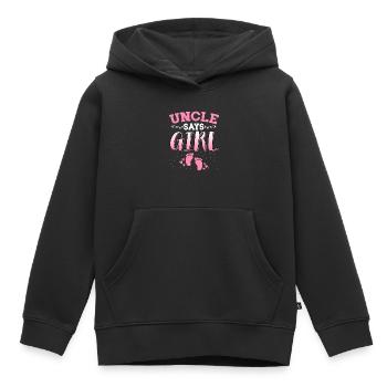 Onkel sagt, Mädchen Geschlecht enthüllt neugeborenes Mädchen Baby - Kinder Premium Organic Hoodie - Schwarz - Vorne - AI Model Kid Male (0cm)