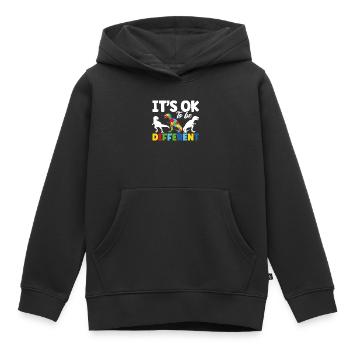 C’est OK d’être différent - Sweat Premium à capuche enfant bio - noir - Devant - AI Model Kid Male (0cm)