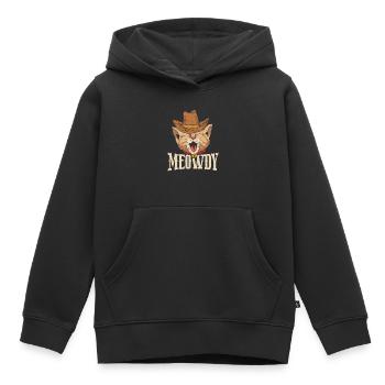 Miaou - Sweat Premium à capuche enfant bio - noir - Devant - AI Model Kid Male (0cm)