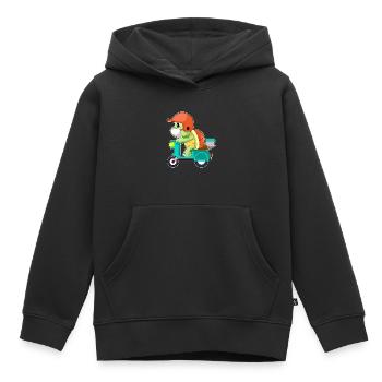 Scooter tortue - Sweat Premium à capuche enfant bio - noir - Devant - AI Model Kid Male (0cm)