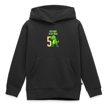 Dino 5 Jahre 5. Geburtstag Junge 5 Jahre - Kinder Premium Organic Hoodie - Schwarz - Vorne - AI Model Kid Male (0cm)
