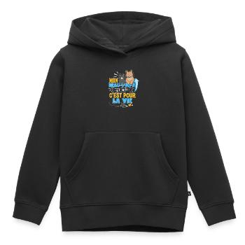 Mon Beau-Papa Et Moi | Beau-Père Beau-Fille - Sweat Premium à capuche enfant bio - noir - Devant - AI Model Kid Male (0cm)