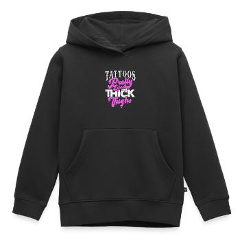 dick dicke oberschenkel thick thighs oberschenkel - Kinder Premium Organic Hoodie - Schwarz - Vorne - AI Model Kid Male (0cm)